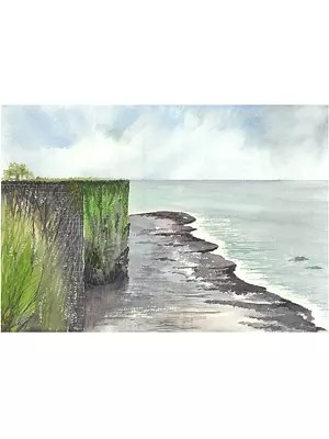 Suvarnadurga - The Edge Of Land | Watercolor On Paper | By Asmita Atre