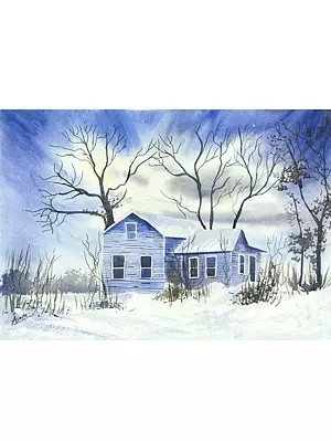 The Winter Season House | Watercolor On Paper | By Asmita Atre