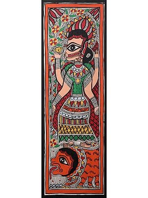 Goddess Durga - Madhubani Art | Handmade Paper | By Ajay Kumar Jha