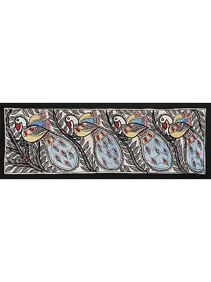Madhubani Pattern Of Peacock | Handmade Paper | By Ajay Kumar Jha