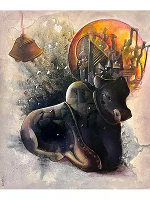 Nandi - The Vahana Of Lord Shiva | Acrylic On Canvas | By Mona Kapoor