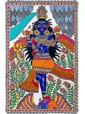 Shri Mahakal Tandav | Acrylic On Handmade Paper | By Priti Dalwadi