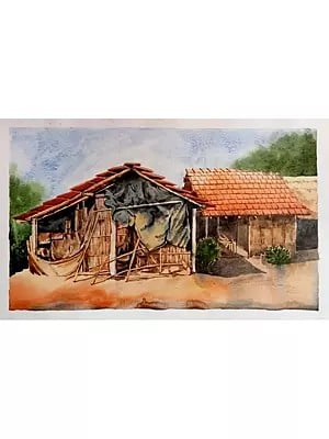 Village Scene | Watercolor On Canvas | By Rohit
