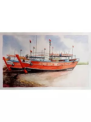 Long Boat | Watercolor On Canvas | By Rohit