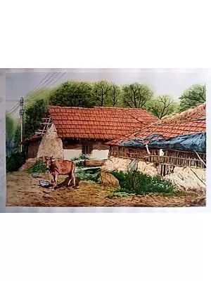Indian Village | Watercolor On Canvas | By Rohit