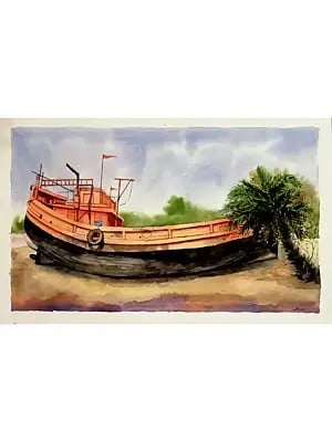 The Resting Boat | Watercolor On Canvas | By Rohit