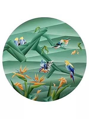Five Flying Birds | Acrylic On Canvas | By Nirakar Chowdhury