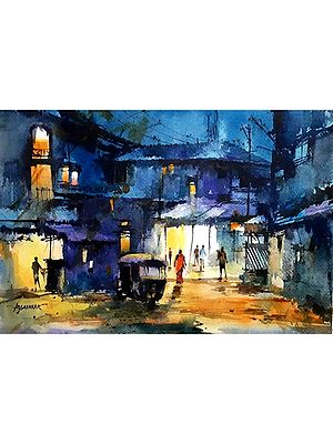 Slum Houses | Watercolor On Paper | By Rajesh Ajgaonkar