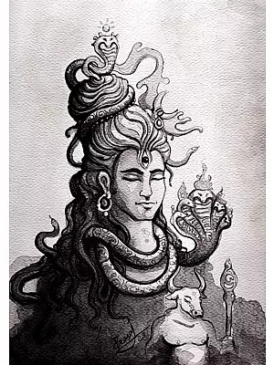 Lord Shiva - Kesin | Watercolor On Paper | By Prasad P Mahale