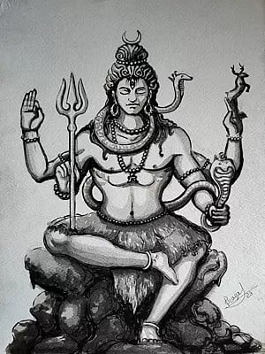 Rudra Shiva | Watercolor On Paper | By Prasad P Mahale