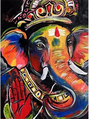 Beautiful Colored Ganesha | Acrylic On Canvas | By Supriya Jammalamadaka