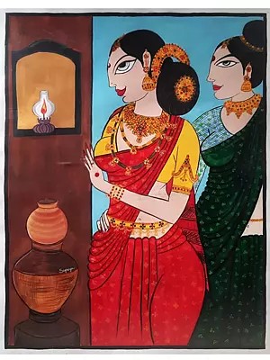 Sisters - A Strong Bond | Poster Color On Paper | By Supriya Jammalamadaka