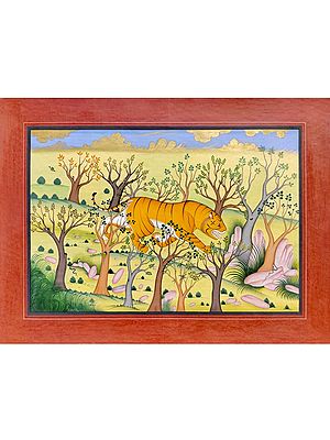 The Tiger In The Wild | Natural Pigments On Paper | By Mohammad Waseem