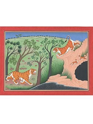 The Tiger Family | Natural Pigments On Paper | By Mohammad Waseem