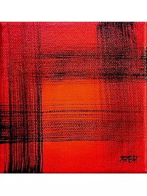 Checked Texture Abstract Art by Shraddha Shirsat | Acrylic on Stretched Canvas