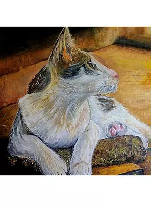 Cat Painting | Acrylic On Canvas | By Zehra Gulam Husain