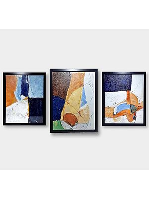 Colorful Abstract Art - Set Of 3 | With Frame | Acrylic On Canvas | By Zehra Gulam Husain
