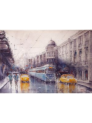 Kolkata Monsoon | Watercolor On Paper | By Subhadra Sarkar