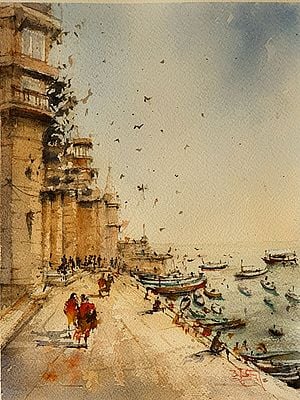 Varanasi Ghat | Watercolor On Paper | By Subhadra Sarkar