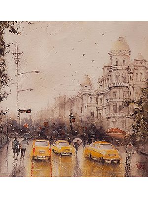 Monsoon Kolkata | Watercolor On Paper | By Subhadra Sarkar