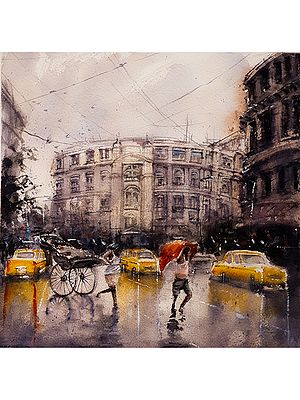 Monsoon Kolkata 1 | Watercolor On Paper | By Subhadra Sarkar