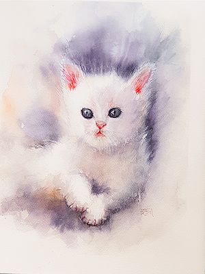 The Kitten | Watercolor On Paper | By Subhadra Sarkar