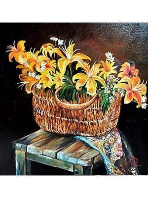 Still life Painting of Lilies | Oil On Canvas | By Qureysh Basrai