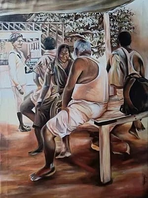 The Gossip Of An Old Age | Acrylic On Canvas | By Nandini Aggarwal