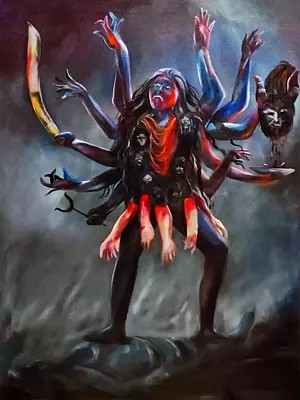 Angry Goddess Kalratri - Mahakali | Acrylic On Canvas | By Nandini Aggarwal