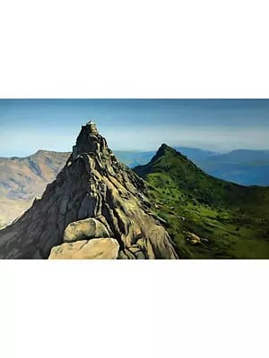 Beautiful Landscape Of Girnar Mountain | Acrylic On Canvas | By Omkar Ashok Pawar