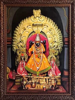 Goddess Ambabai Kolhapur | Acrylic On Canvas | With Frame | By Omkar Ashok Pawar