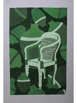 Empty Chair | Poster Color On Choksey Board | By Deepa Kushwaha