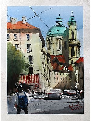 Prague Street | Watercolor On Cartridge | By Deepa Kushwaha
