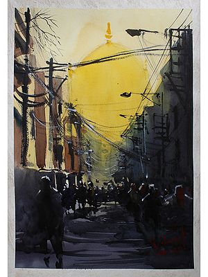 The Market Road | Watercolor On Cartridge | By Deepa Kushwaha