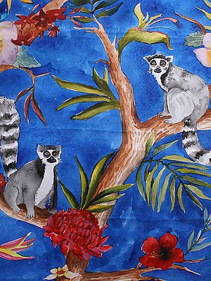 Lemours On Tree | Watercolor On Cartridge | By Deepa Kushwaha