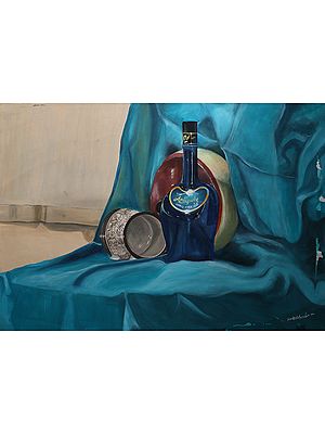 Antiquity Blue - Whisky | Poster Color On Cartridge | By Deepa Kushwaha