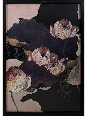 Lotus Land | Mix Media On Handmade Paper | By Deepa Kushwaha | With Frame