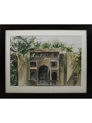 Fort Gate | Watercolor On Handmade Paper | By Deepa Kushwaha | With Frame