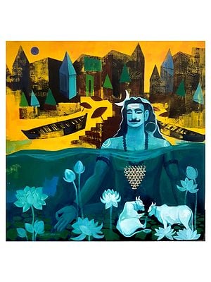 Lord Shiva In Dhyan Mudra | Acrylic On Canvas | By Debrata Basu