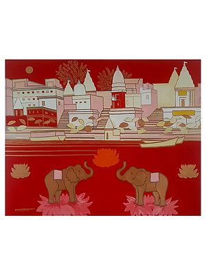 Temple Ghat | Acrylic On Canvas | By Debrata Basu