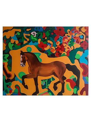Colorful Artwork Of A Horse | Acrylic On Canvas | By Debrata Basu