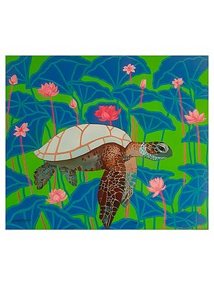 Turtle - Underwater Scene | Acrylic On Canvas | By Debrata Basu