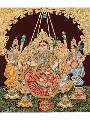 Goddess Raja-Rajeshwari | Natural Color On Cloth | By Shashank Bhardwaj