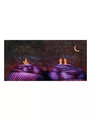 Conversation Near Moon | Acrylic And Oil On Canvas | By Sangeeta Singh