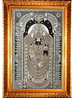 Lord Tirupati Balaji With Kirtimukha | Pattachitra Painting | Natural Color On Handmade Canvas | By Sushant Maharana