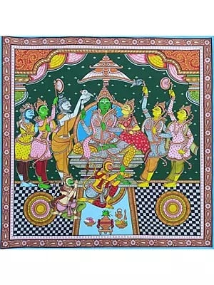 Rajyabhishek Of Lord Rama | Pattachitra Painting | Natural Color On Handmade Canvas | By Sushant Maharana