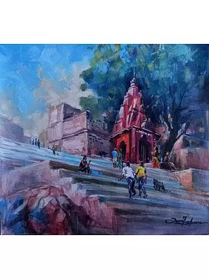 Temples Stairs | Acrylic On Canvas | By Sunil Kapoor