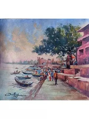 The Edge Of Banaras Ghat | Acrylic On Canvas | By Sunil Kapoor