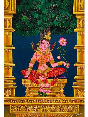 Parvati Devi Sitting Under Kalpavriksha | Opaque On Paper | By Siddhant Thapan