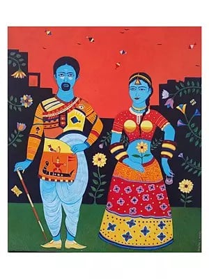 Indian Couple | Acrylic On Canvas | By Bhaskar Lahiri
